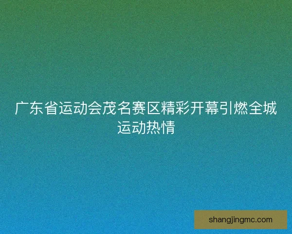 广东省运动会茂名赛区精彩开幕引燃全城运动热情