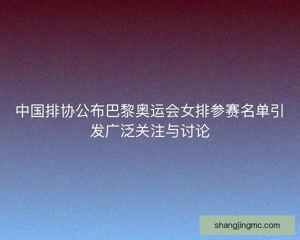 中国排协公布巴黎奥运会女排参赛名单引发广泛关注与讨论