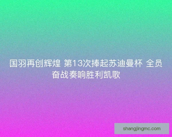 国羽再创辉煌 第13次捧起苏迪曼杯 全员奋战奏响胜利凯歌